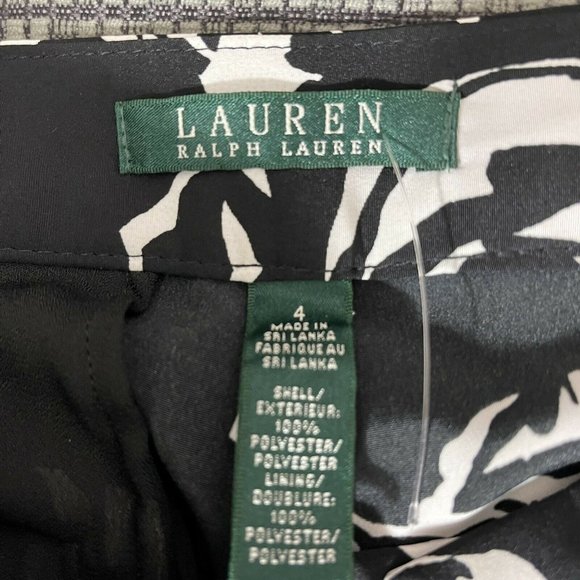 Lauren Ralph Pants Women’s PALAZZO Wide Leg Floral size 4 Black Pockets  New - Picture 5 of 6